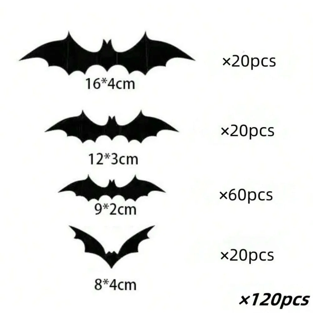 60Pcs 3D Waterproof Black Bats Wall Decor Halloween Decor