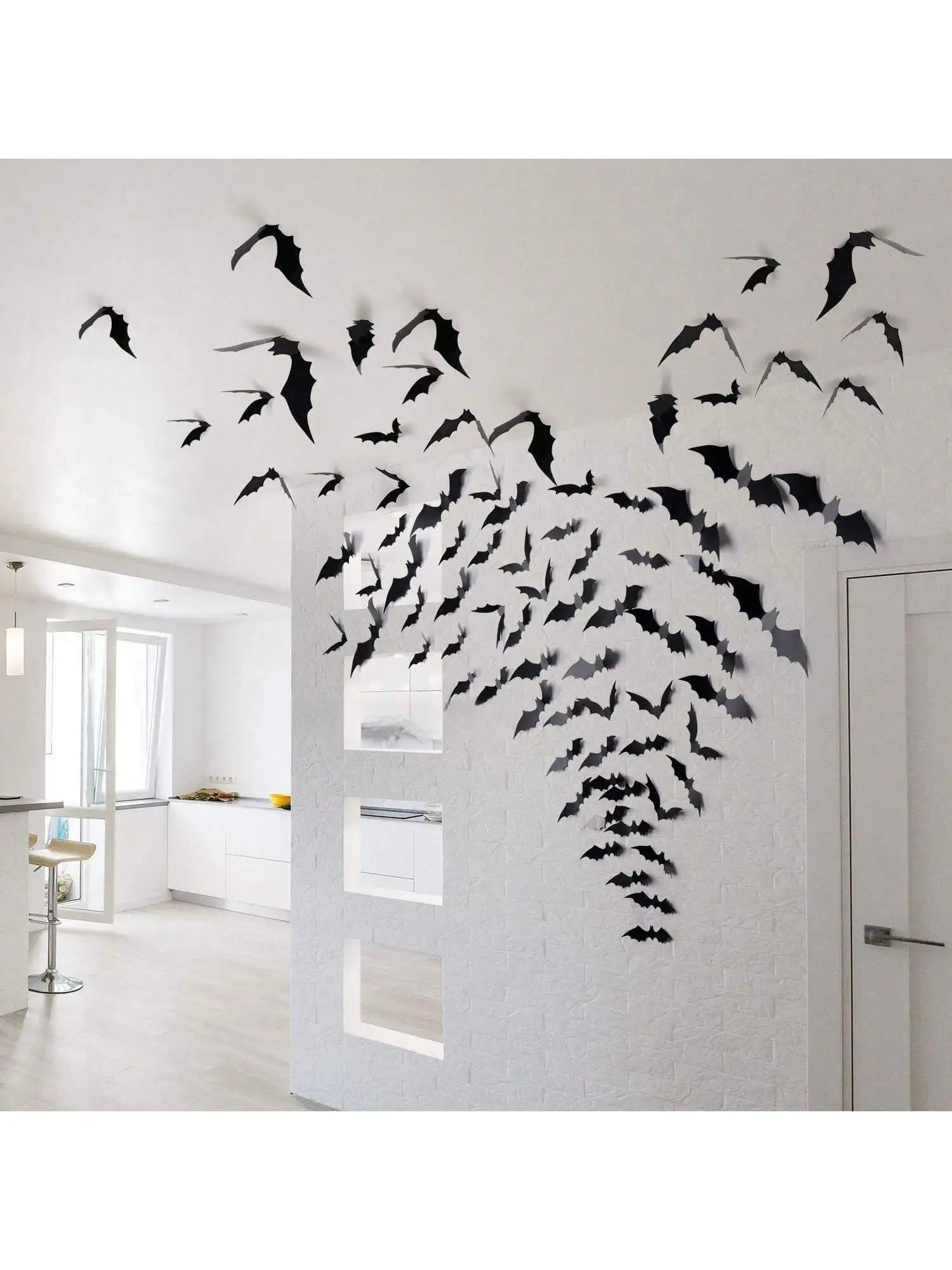 60Pcs 3D Waterproof Black Bats Wall Decor Halloween Decor